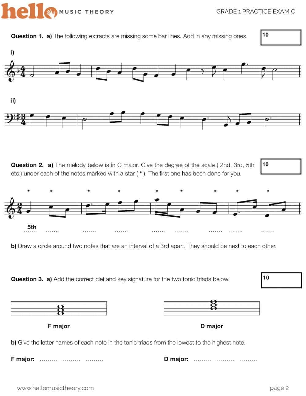 grade 1 music theory practice papers hello music theory