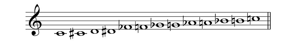 chromatic scale on sheet music with a missing note