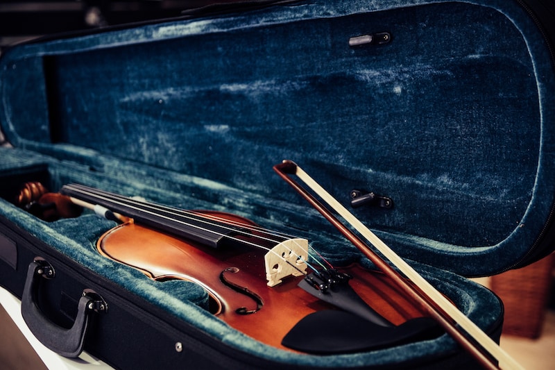 Sky Halfmoon Shape Violin Case Case Lightweight with Hygrometer Black/Brown Khaki 